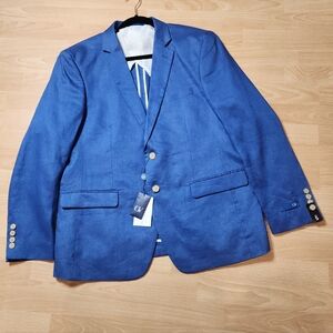 NWT Gino Vitale 100% Linen Blue Blazer Jacket Men's Size 44S 44 Short